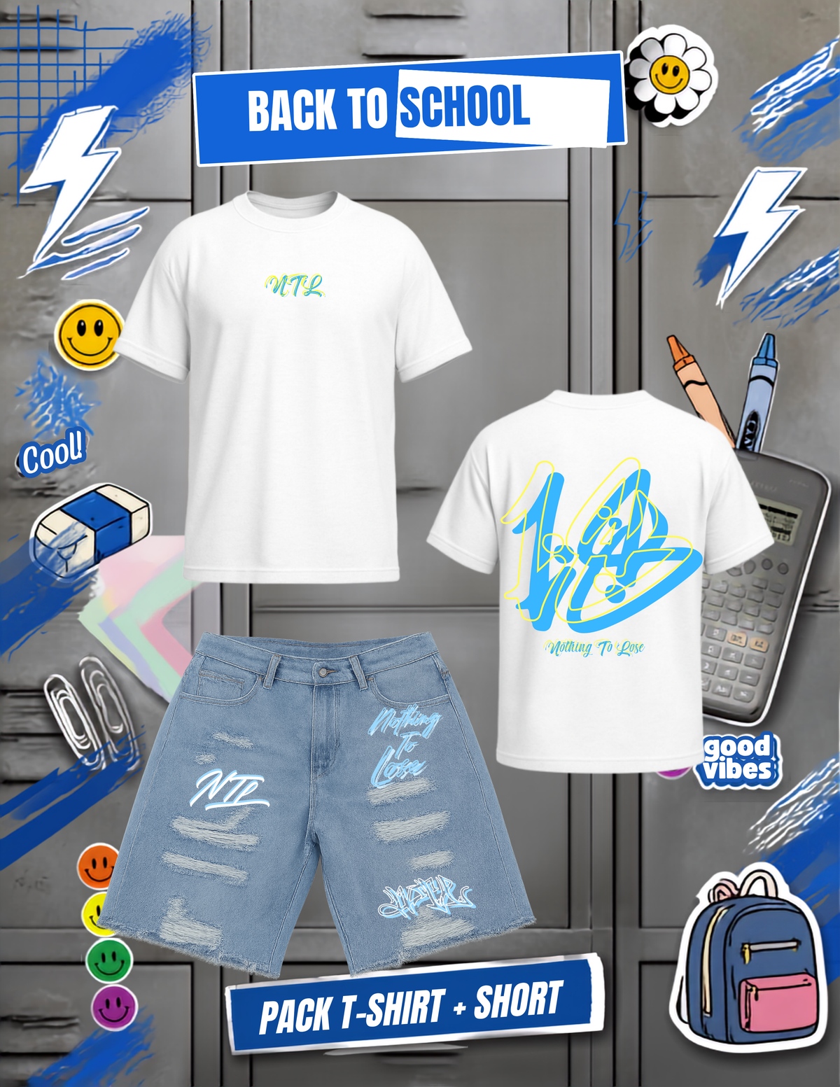 T-shirt et short (bleu, jaune)